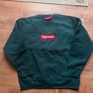 Supreme Forest Green Crewneck with Red Box Logo